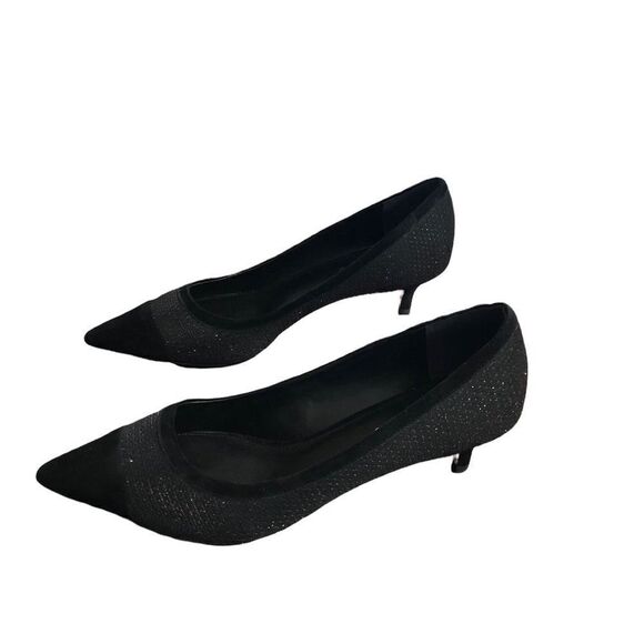 Sylvie Kitten Heel Pumps Metallic Cap Toe - Picture 5 of 8